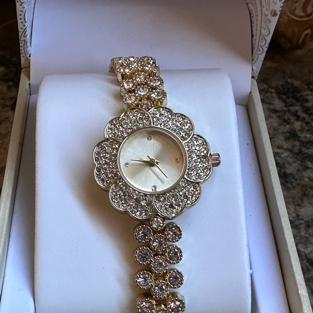 Charter Club Gold Clear Rhinestone Watch - Picture 2 of 14